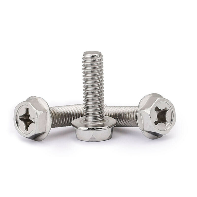 Bullone flangiato esagonale seghettato con guida Phillips DIN6921 in acciaio inossidabile SS304 SS316