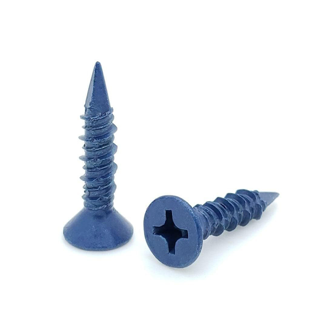Vite per calcestruzzo Phillips a testa piatta in acciaio a basso tenore di carbonio in polimero blu