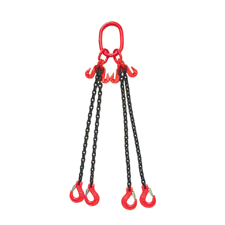 Imbracatura a catena di sollevamento grado 80 per impieghi gravosi a 4 quattro gambe in acciaio legato con ganci di presa. Catena per imbracatura per il sollevamento