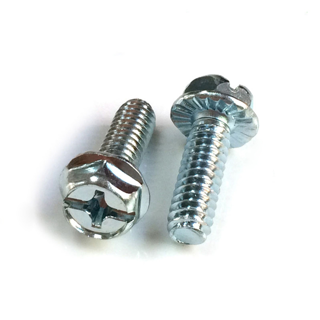 Bullone flangiato a testa esagonale combinato (a croce/a taglio) in acciaio a basso tenore di carbonio zincato